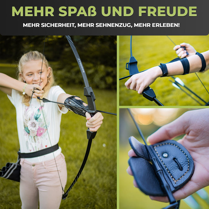 BOWRILLA Armschutz und Fingertab Set für Kinder 6 bis 15 Jahre
