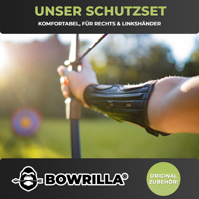 BOWRILLA Armschutz Junior – Verstellbar, Schwarz, Kunstleder