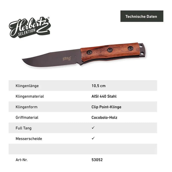Herbertz Selektion Gürtelmesser, Cocoboloholz