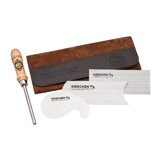 Ziehklingensatz in Ledertasche | 4-teilig inkl. Ziehklingenstahl Kirschen